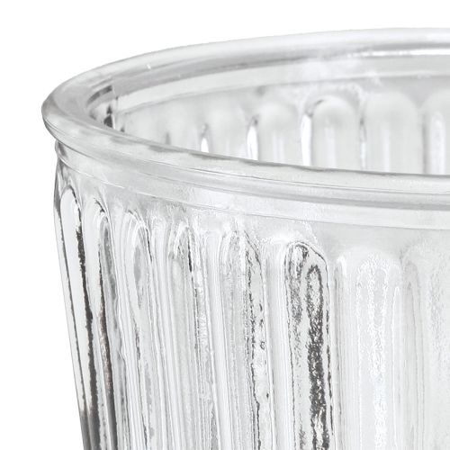 Article Vase en verre avec pied coupelle décorative en verre cannelé Ø13cm H19cm