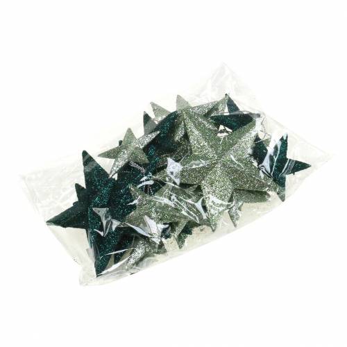 Article Set d&#39;étoiles scintillantes cintres décoratifs et décorations à disperser émeraude, vert clair 9 cm/5 cm 18 pièces