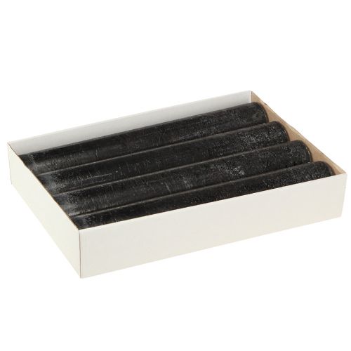 Article Grandes bougies Bougies bâton noires 50mm x 300mm 4 pcs