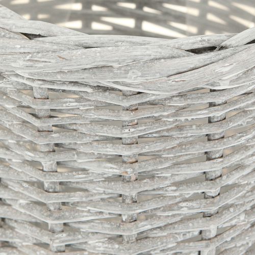 Article Panier à plantes avec doublure Blanc-gris 43/34/28cm Lot de 3