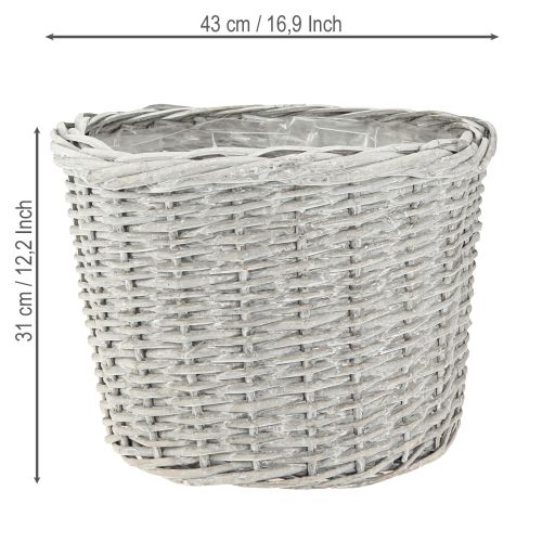 Article Panier à plantes avec doublure Blanc-gris 43/34/28cm Lot de 3