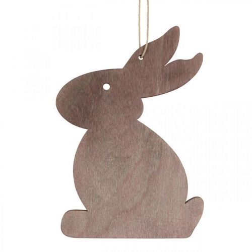 Article Décoration à suspendre de Pâques, lapin de Pâques en bois, pendentif de Pâques 12cm 12 pièces