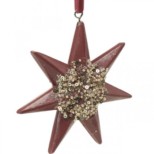 Article Pendentif décoration de Noël étoile à suspendre Bordeaux 4 pcs