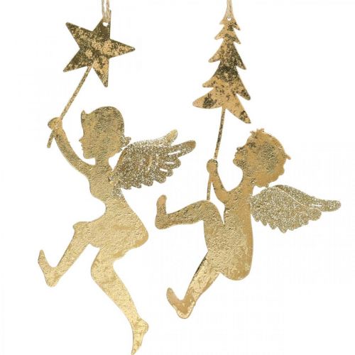 Article Pendentif ange doré, décoration ange de Noël H20/21.5cm 4pcs