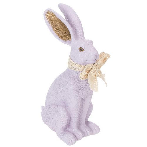 Article Figurine décorative de lapin de Pâques avec nœud pour une décoration de Pâques élégante à la maison, 27 cm