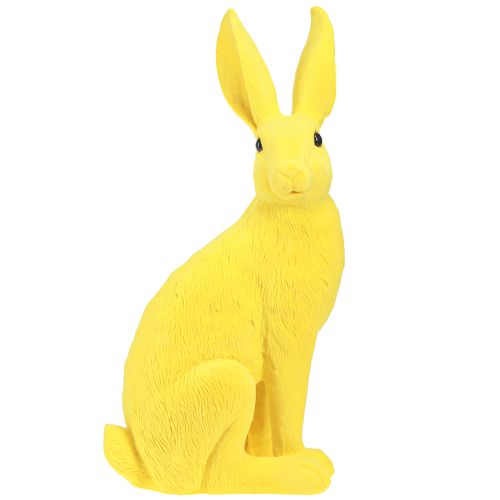 Lapin jaune assis décoration lapin de Pâques floqué 16×13×35cm