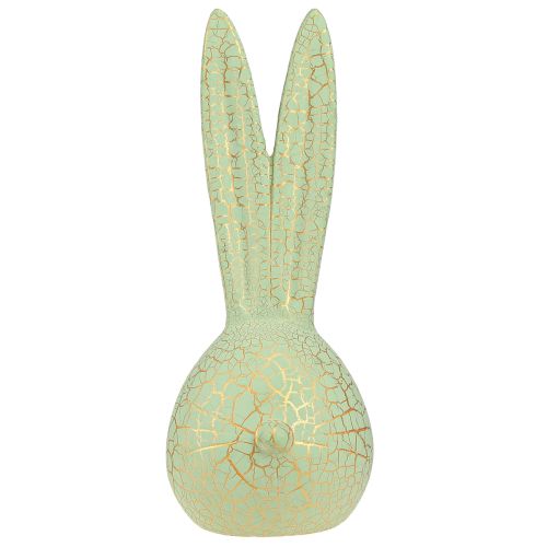 Article Tête de lapin décoration lapin de Pâques vert menthe craquelure or H28cm