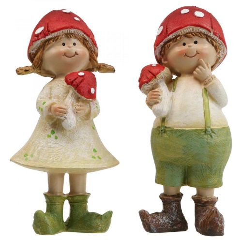 Figurines décoratives pour enfants d'automne garçon et fille  champignon enfants 2pcs-08287
