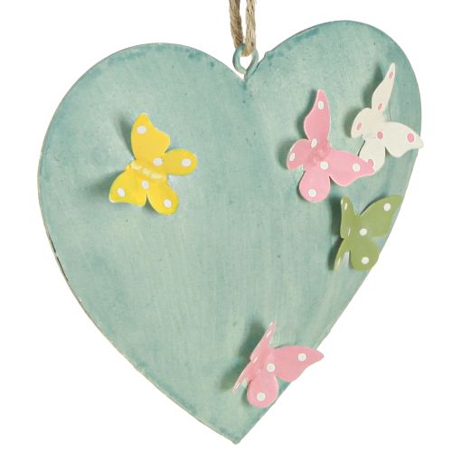Article Pendentifs décoratifs en forme de cœur avec papillons pour la décoration printanière, 10,5 cm, lot de 3