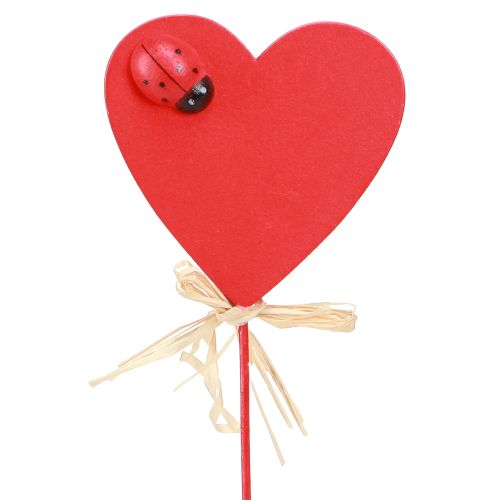 Article Bouchons coeur bois coeurs décoratifs rouges avec coccinelles 6cm 16 pcs