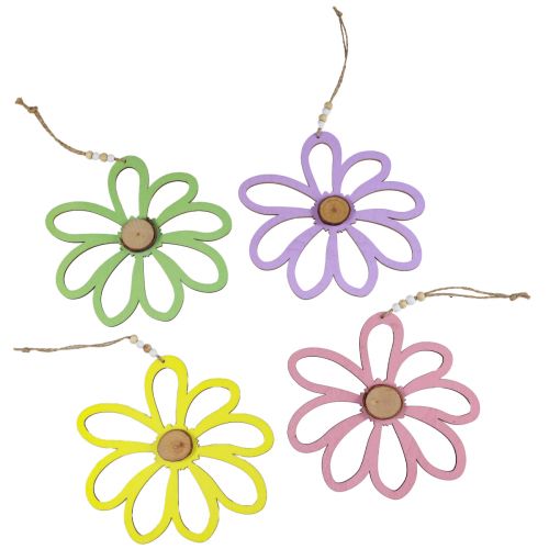 Fleurs en bois pendentif en bois fleurs décoration en bois Ø16cm 4pcs