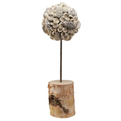 Floristik24 Déco arbre en bois décoration hiver bouleau glands cônes blanc H40cm