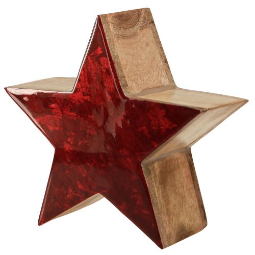 Floristik24 Étoile en bois décoration étoile rouge naturel en bois de manguier Ø24x10cm