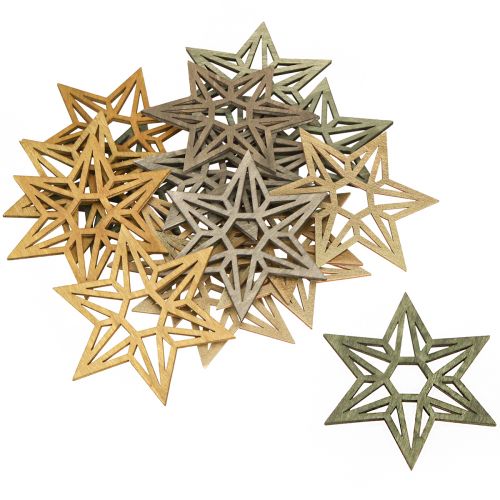 Article Étoiles en bois Décoration de Noël étoiles de décoration en bois vert 8cm 16 pcs