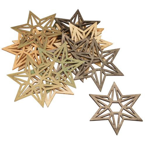 Article Étoiles en bois Décoration de Noël étoiles en bois marron 8cm 16 pcs