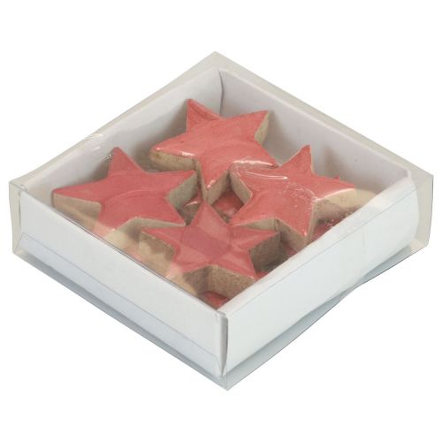 Article Décoration étoiles en bois Décoration de Noël étoiles rose brillant Ø5cm 8 pcs