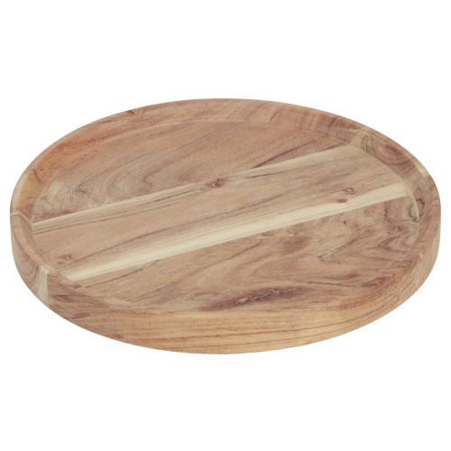 Plateau rond en bois d&#39;acacia planche à découper naturelle Ø25cm