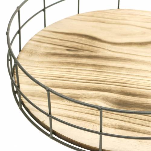 Floristik24 Plateau décoratif rond bois, métal naturel Ø25/30/35cm lot de 3