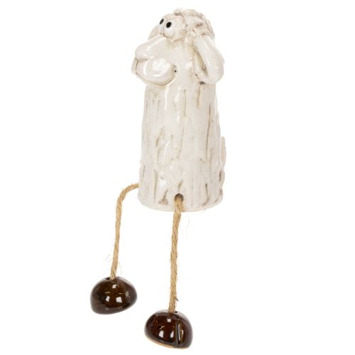 Article Figurine de mouton en céramique, mouton assis, pour Pâques et décoration toute l'année, 18 cm, lot de 3