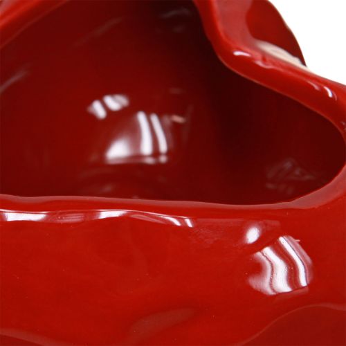 Article Bol décoratif coeur rouge en céramique brillant 11,5×10×5,5cm 3 pcs