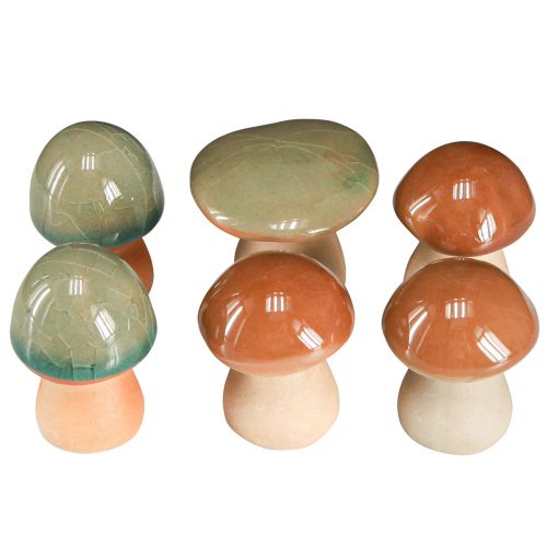 Article Décoration champignons en céramique marron vert bleu décoration en céramique Ø4/5cm 6 pcs