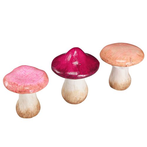 Floristik24 Décoration champignons en céramique décoration automne rose céramique Ø8/8,5/9cm 3 pcs