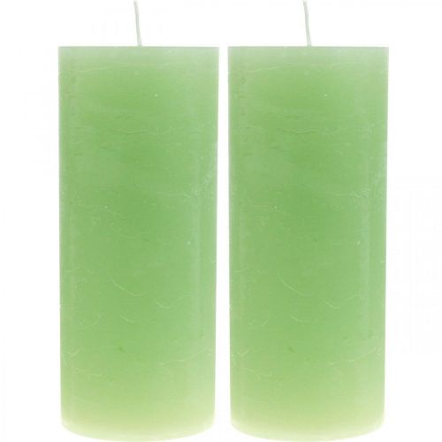 Article Bougies piliers bougies unies vert citron​​​​​​​ 85×200mm 2 pcs