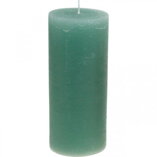 Floristik24 Bougies piliers teintées en vert jade 85×200mm 2pcs