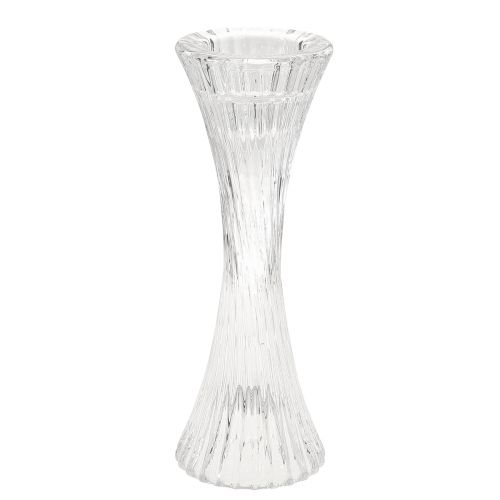 Floristik24 Bougeoir verre transparent bâton bougeoir rainures H20cm 2 pièces