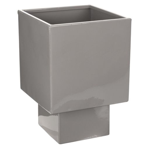 Article Pot décoratif carré en métal gris avec socle intégré 22 cm