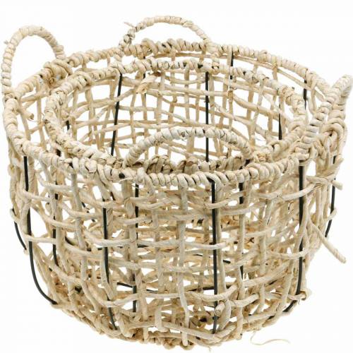 Article Panier en osier en jonc de mer, panier déco, panier de rangement, anse panier rond Ø36/28 lot de 2