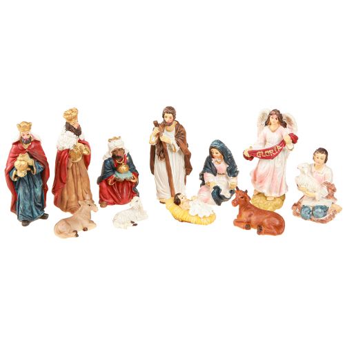 Floristik24 Crèche de Noël 11 figurines colorées peintes à la main 3,5-9,5 cm