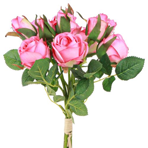 Roses artificielles en bouquet de fleurs artificielles rose 36 cm 6 pièces × 2 volumes