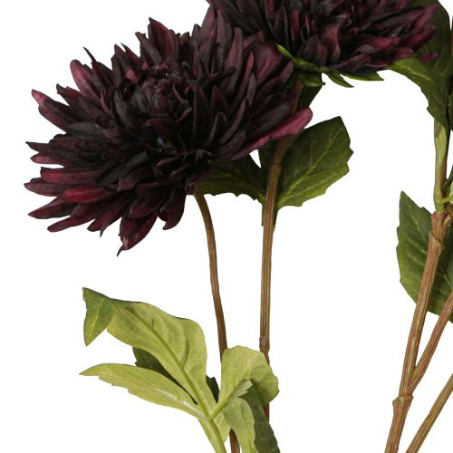 Article Dahlia artificiel avec 5 fleurs bordeaux 105cm