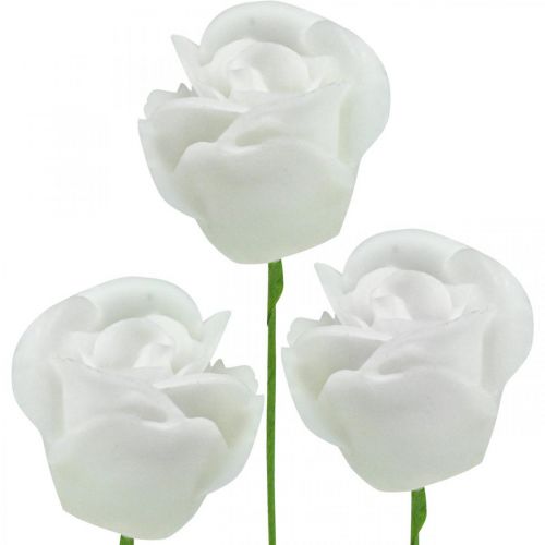 Roses artificielles roses en cire crème roses décoratives en cire Ø6cm 18pcs