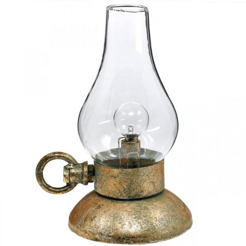 Lampe décorative antique, lumière LED couleur laiton, look  vintage H19cm W13.5cm-492419-000-253