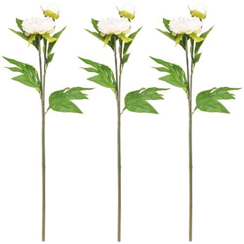 Article Pivoines artificielles longues fleurs artificielles crème 70cm 3 pcs