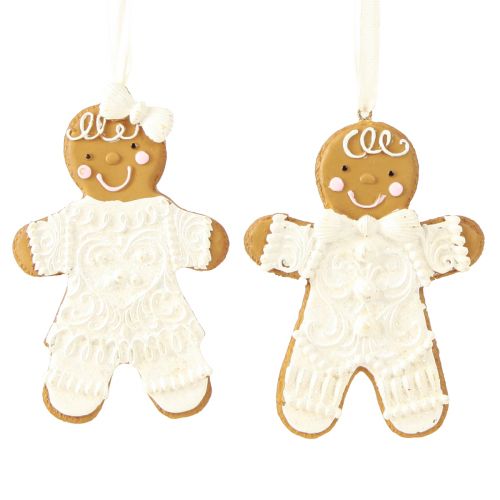 Décoration bonhomme en pain d&#39;épices femme en pain d&#39;épices à suspendre H10,5cm 4pcs