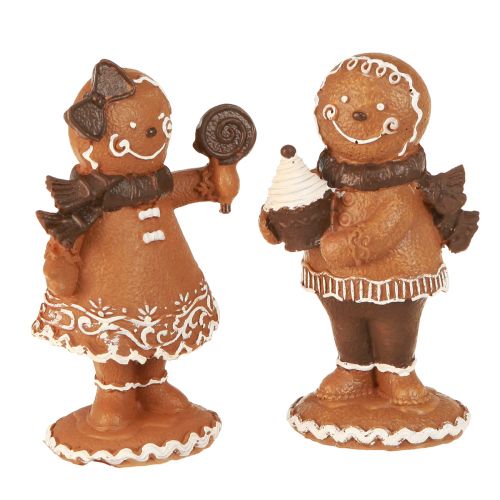 Bonhomme en Pain d&#39;Épices Femme en Pain d&#39;Épices Noël Marron H11cm 2pcs