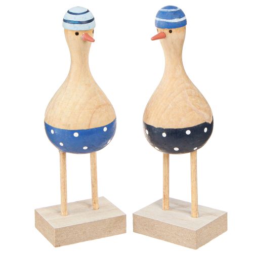 Mouettes décoratives maritimes en bois bleu bleu foncé H14cm 6 pcs