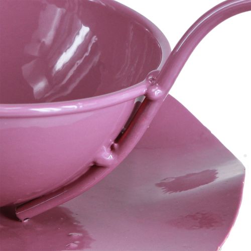 Article Tasse décorative en métal avec soucoupe rose H8cm Ø11,5cm 2pcs