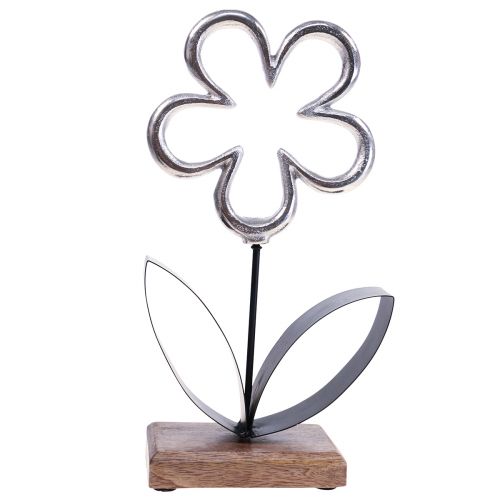 Décoration fleur métal argent noir décoration de table printemps H36cm