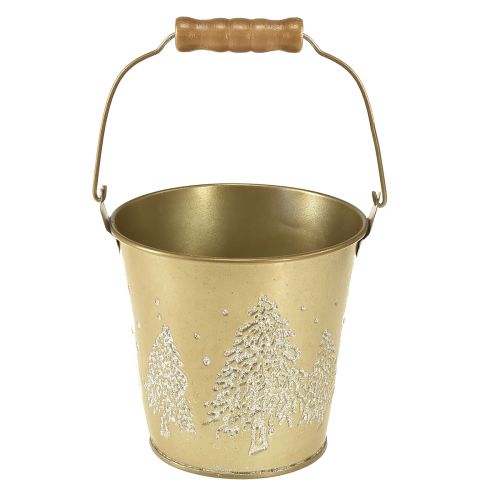 Floristik24 Pot en métal pour sapin de Noël doré Ø12cm H11,5cm