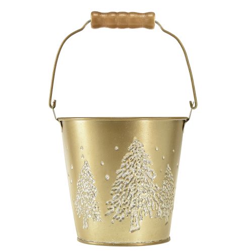 Article Pot en métal pour sapin de Noël doré Ø12cm H11,5cm