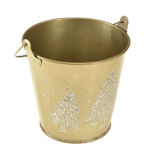 Article Pot en métal pour sapin de Noël doré Ø12cm H11,5cm