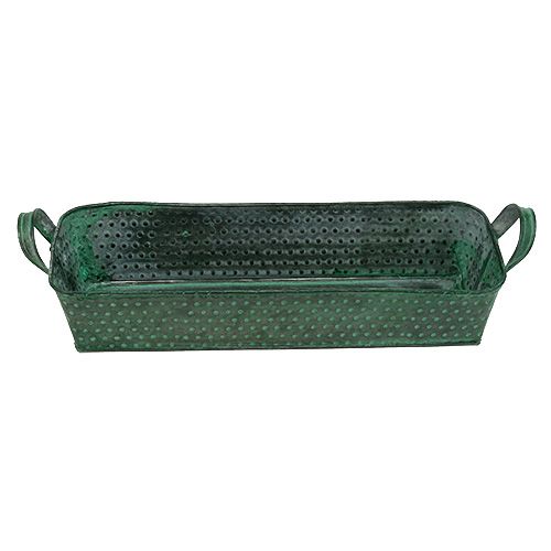 Floristik24 Bac en métal rectangulaire vert 30 x 11 cm H. 6 cm