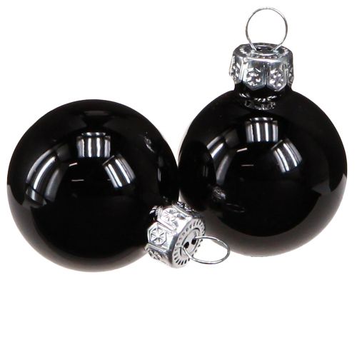 Article Mini boules de sapin de Noël boules de verre noires 30mm 27pcs