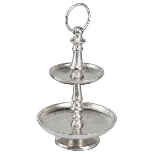 Mini présentoir à gâteaux décoration métal argent décoration de table 2 étages H22cm