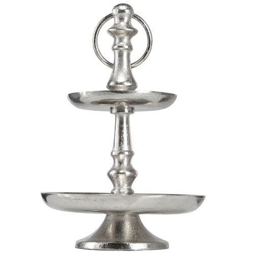 Article Mini présentoir à gâteaux décoration métal argent décoration de table 2 étages H22cm