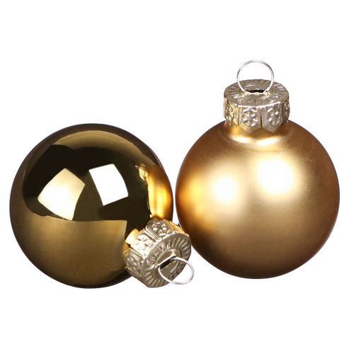 Floristik24 Mini boules de Noël en verre doré mat brillant Ø3cm 22pcs